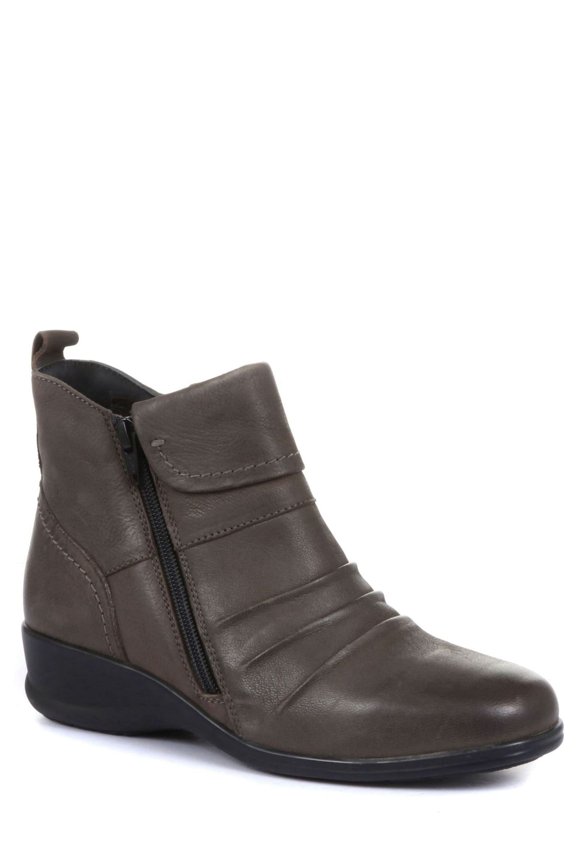 Pavers Grey Ladies Dual Zip Leather Ankle Boots - Image 2 of 5