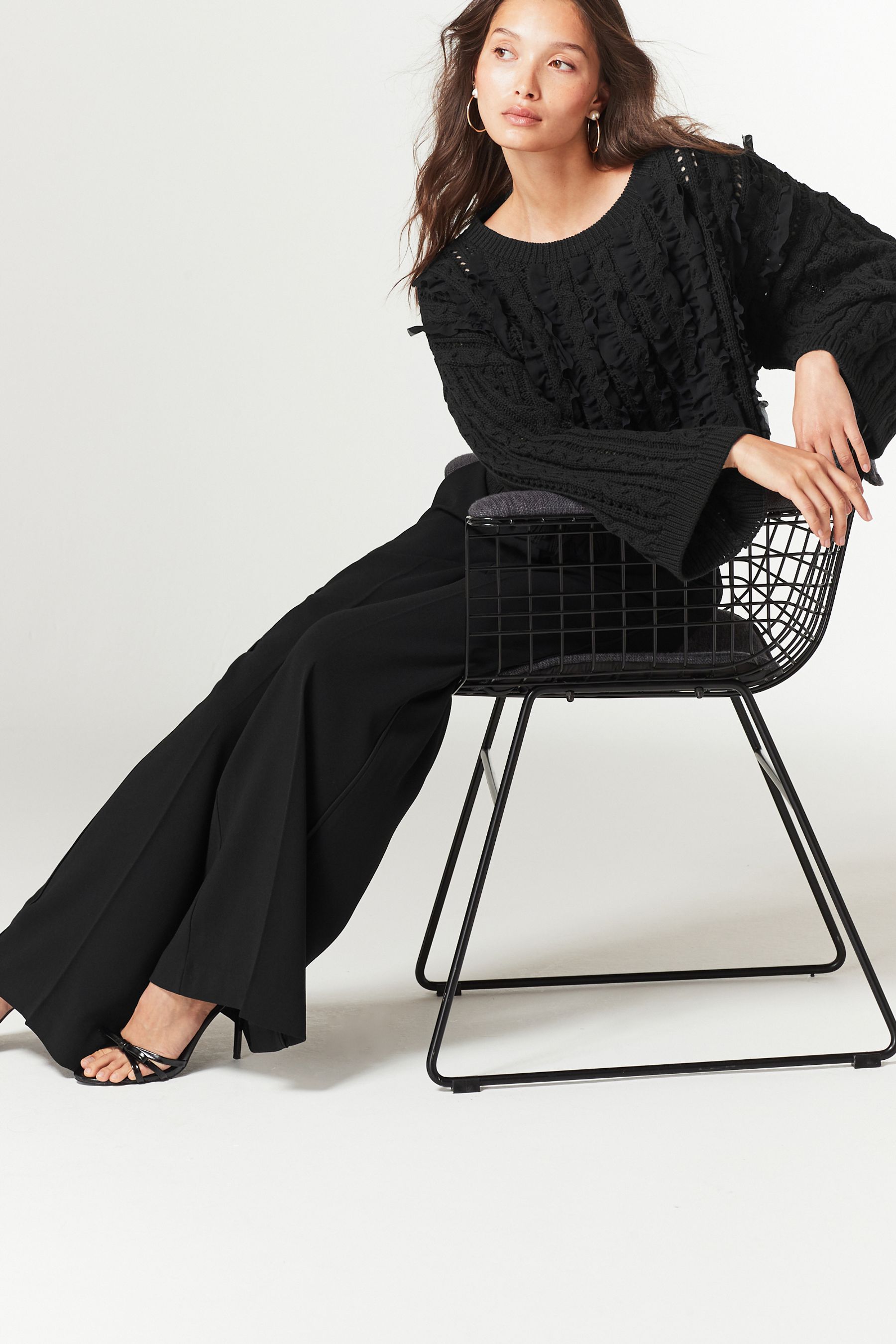Black frilly jumper hot sale