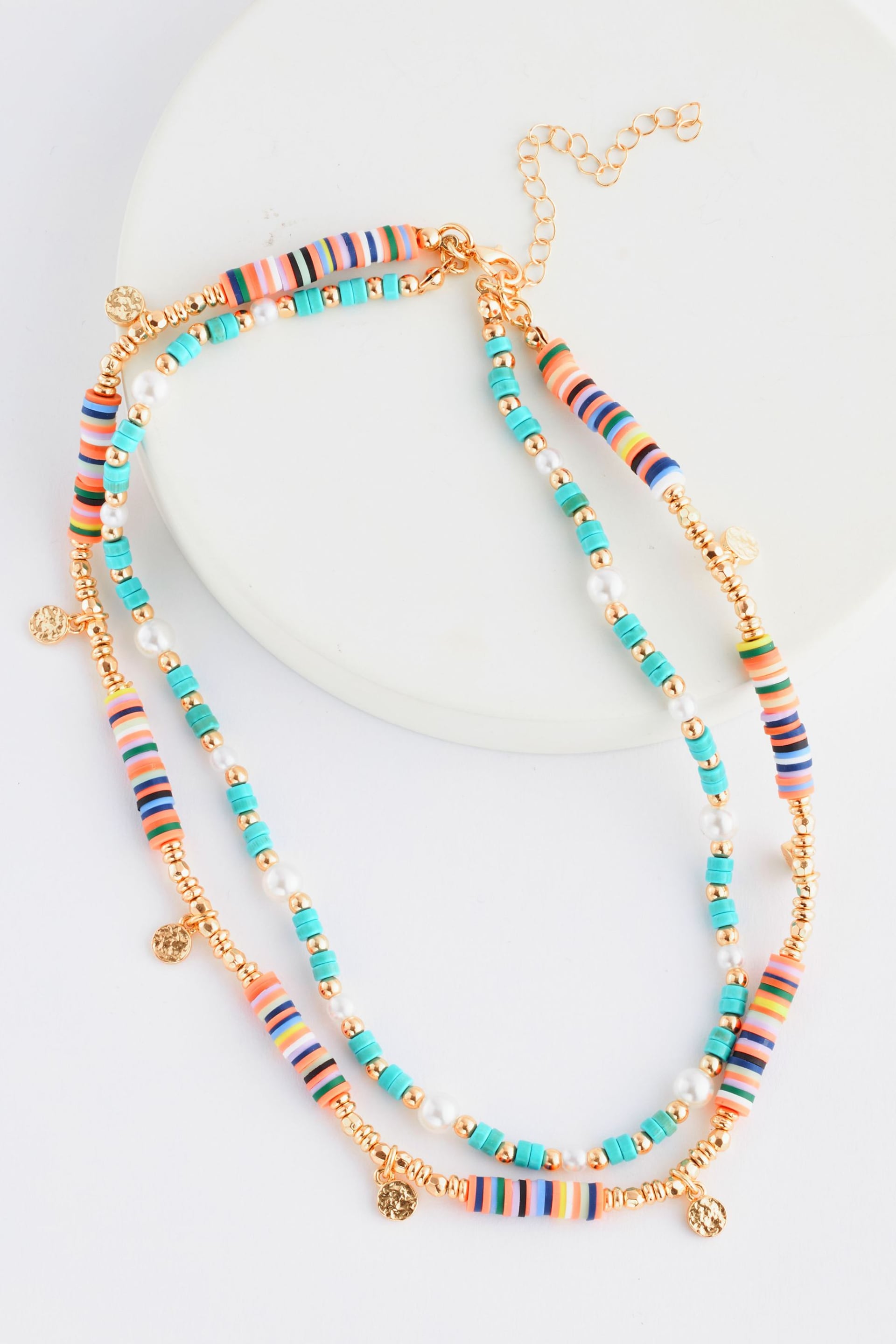 Blue Beaded Two Layer Necklace - Image 1 of 3