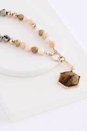 Brown Beaded Y Drop Necklace - Image 2 of 3