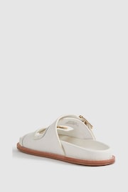 Reiss White Ezra Leather Raffia Sliders - Image 3 of 4