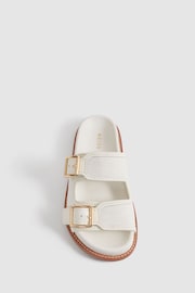 Reiss White Ezra Leather Raffia Sliders - Image 4 of 4