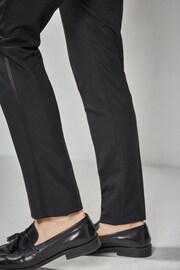 Dark Black Skinny Fit Tuxedo Suit Trousers with Tape Detail - Image 6 of 7