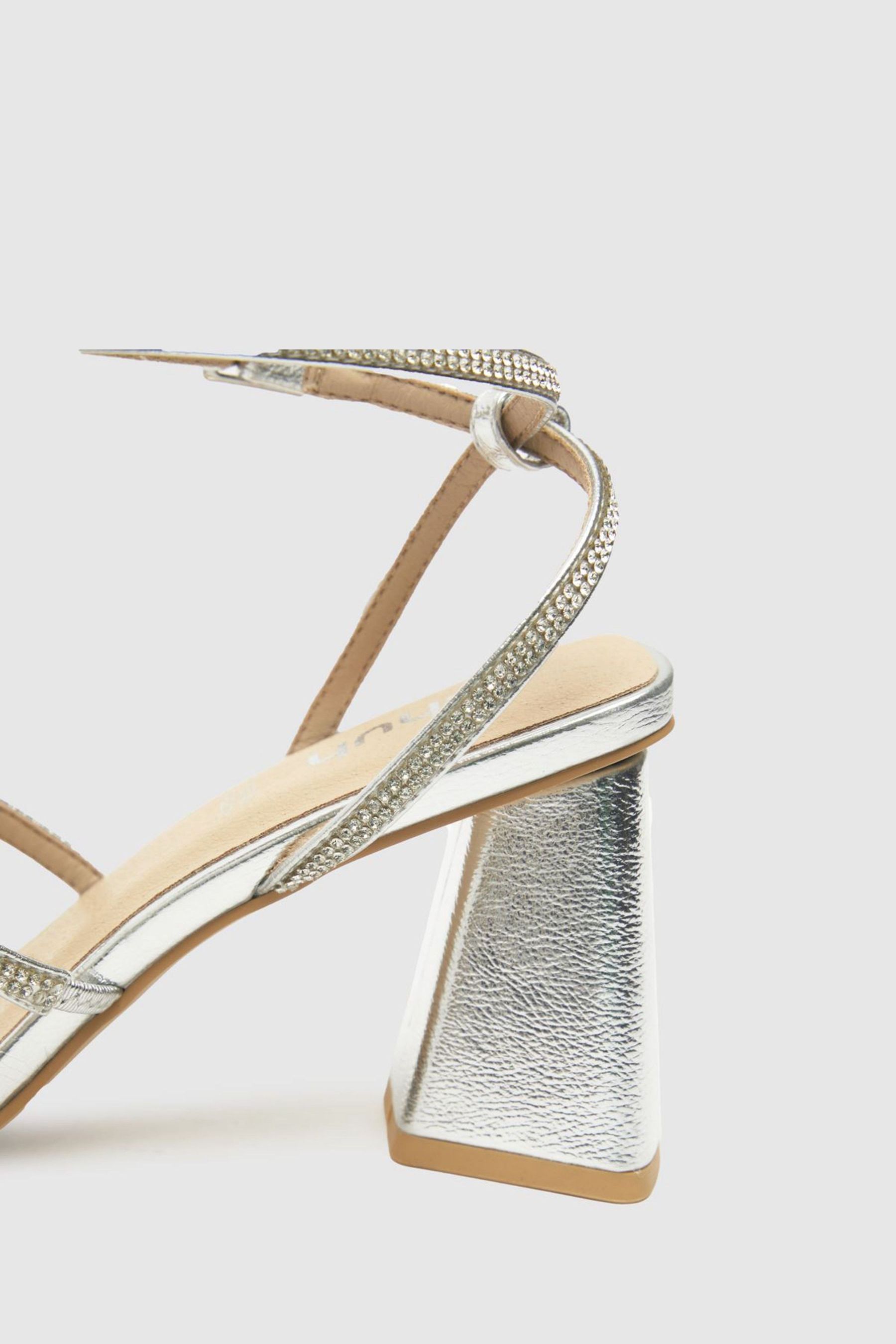 Silver embellished block discount heels
