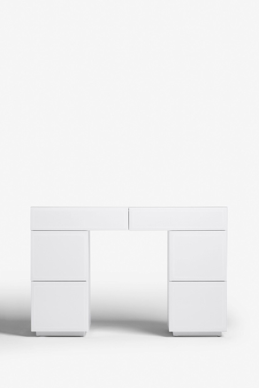 White Sloane Glass Collection Luxe Storage Console Dressing Table - Image 5 of 9