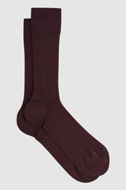 Reiss Bordeaux Feli Ribbed Mercerised Cotton Blend Sock - Image 1 of 3