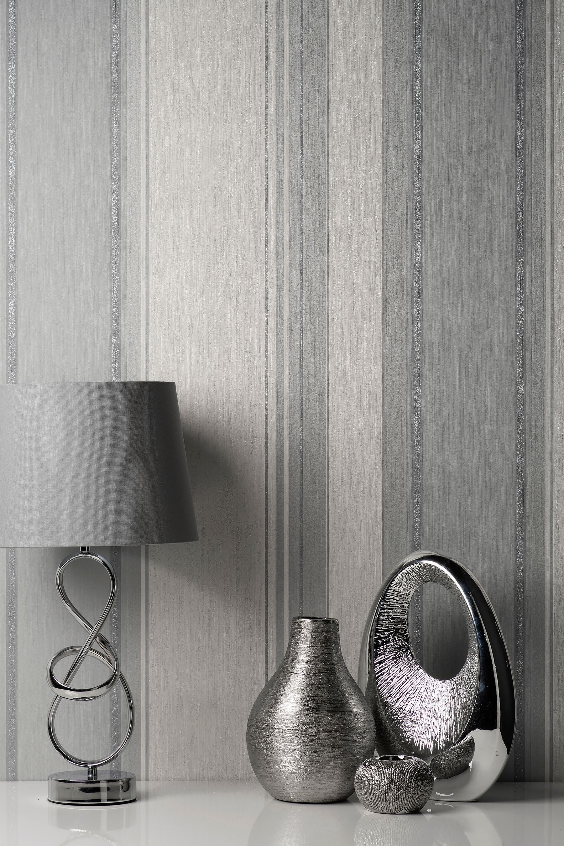 Grey stripe shop wallpaper