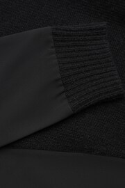 Reiss Black Shelly Hybrid Knit and Sheer V-Neck Jumper - Image 6 of 6