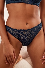 Navy Blue High Leg Comfort Lace Knickers - Image 1 of 5