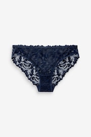 Navy Blue High Leg Comfort Lace Knickers - Image 6 of 6