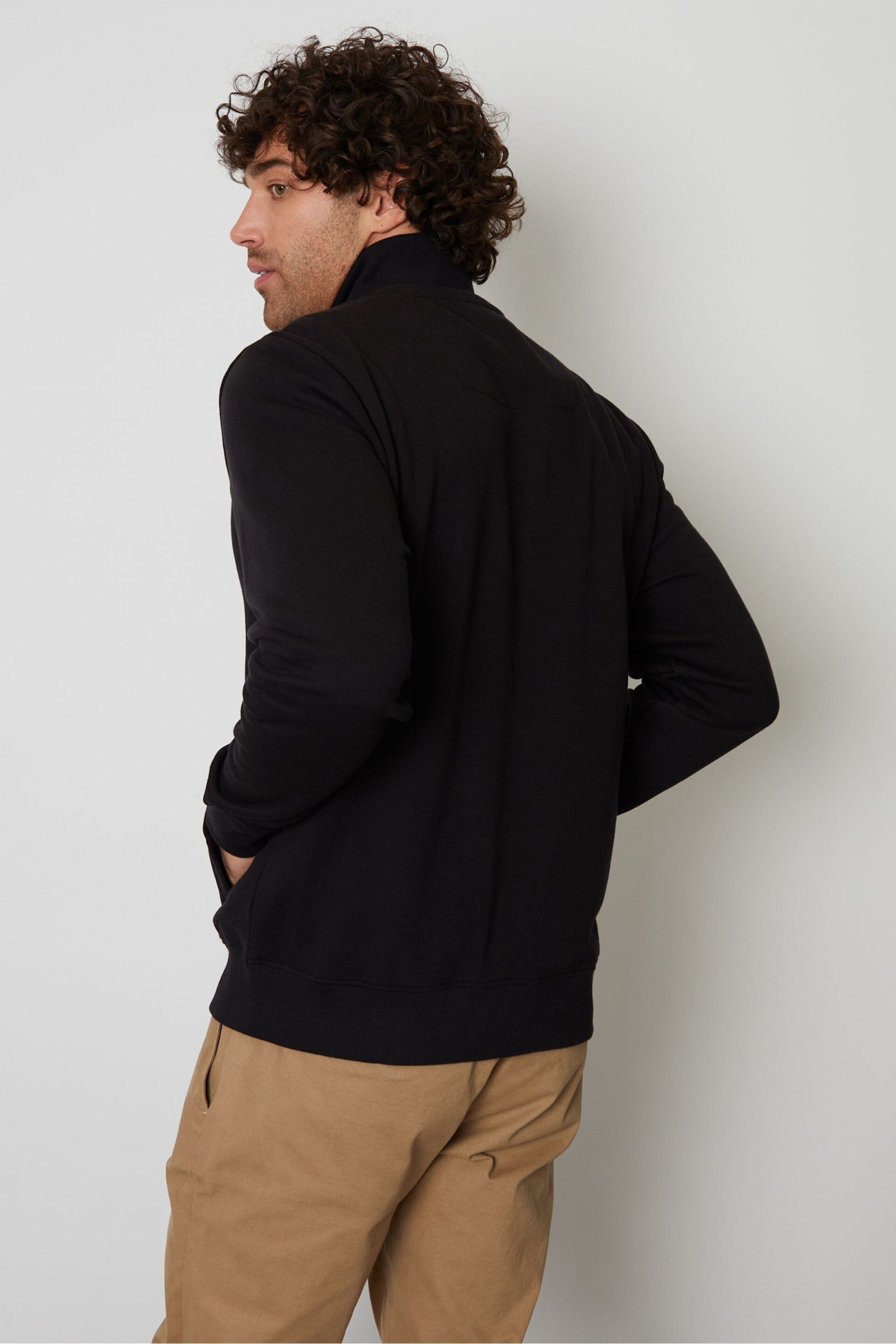Threadbare Black 1/4 Zip Neck Sweatshirt - Image 2 of 4