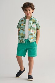 GANT Boys Green Palm Print Cotton Short Sleeve Shirt - Image 3 of 6