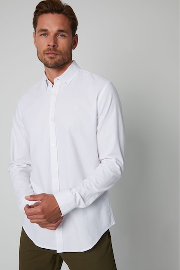 Threadbare Ivory Oxford Cotton Long Sleeve Shirt