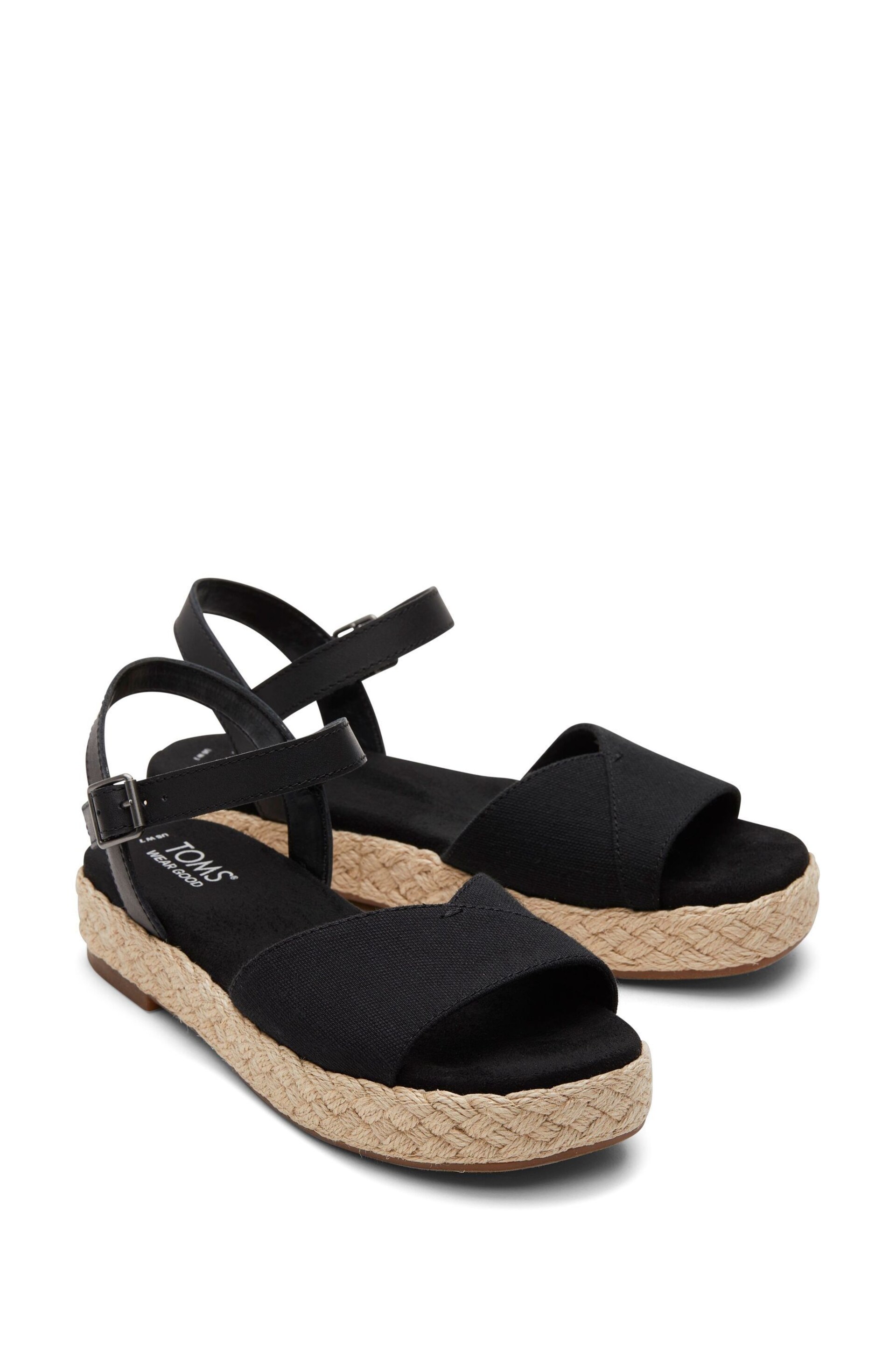 TOMS Abby Black Sandals In  Woven - Image 3 of 6