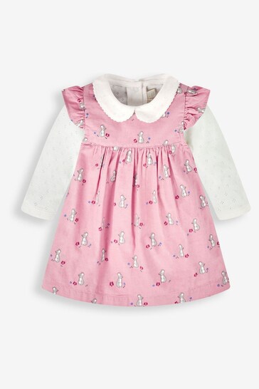 JoJo Maman Bébé Pink Mouse Girls' 2-Piece Cord Baby Dress & Body Set