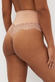 Black/Nude Thong Tummy Control Lace Knickers 2 Pack - Image 3 of 6