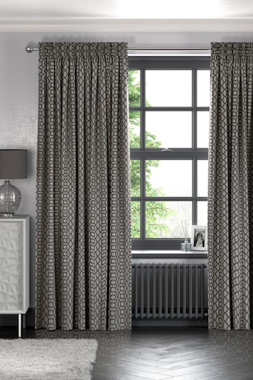 Silver Grey Geo Made To Measure Curtains