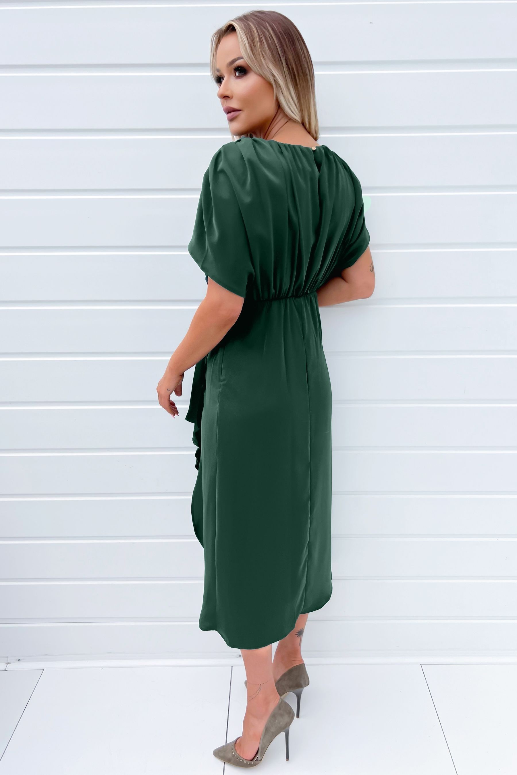 Buy AX Paris Green Batwing Gathered Top Midi Dress from Next Luxembourg