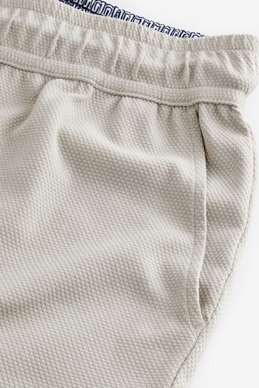 Bone Cream Textured Lightweight Shorts