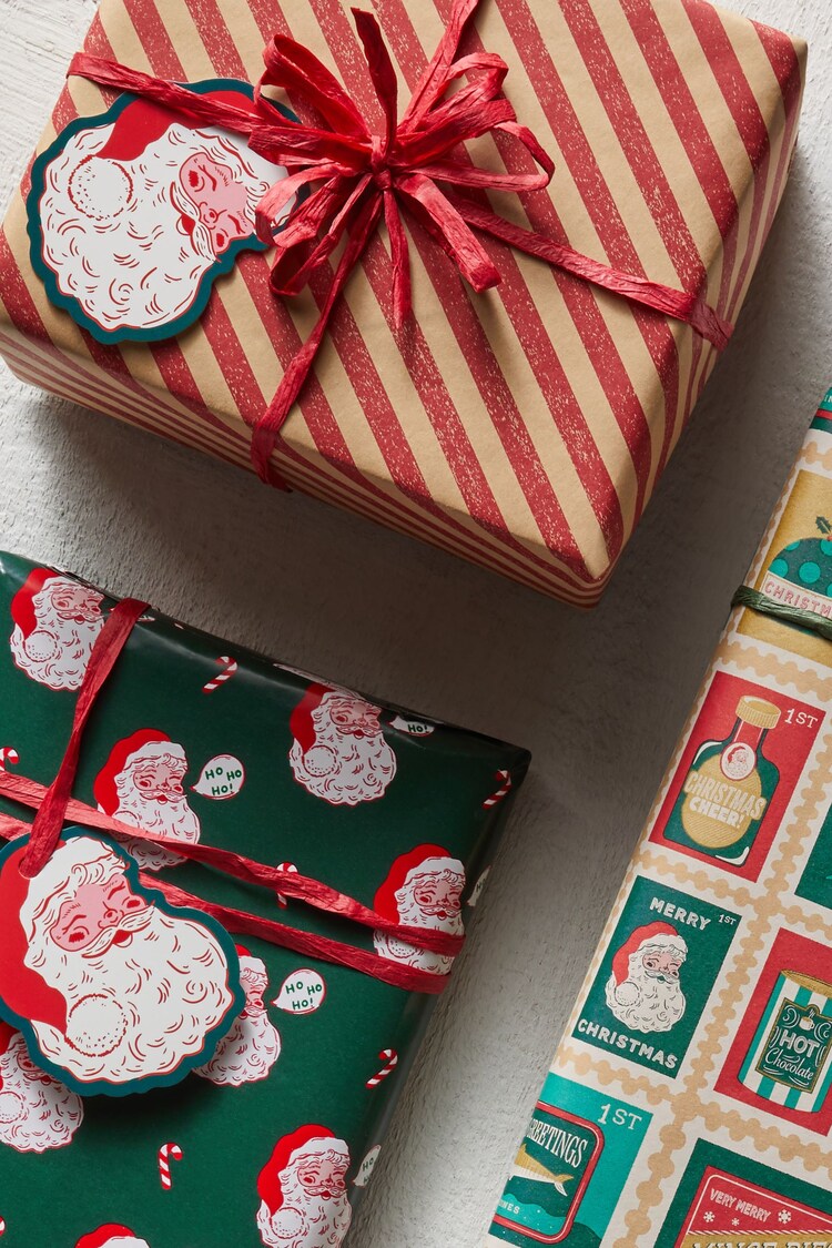 Retro Santa Set of 3, 3m Christmas Wrapping Paper - Image 2 of 3