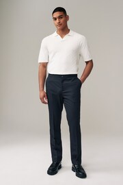 Navy Blue Slim Fit Smart Twill Side Adjuster Trousers - Image 2 of 9
