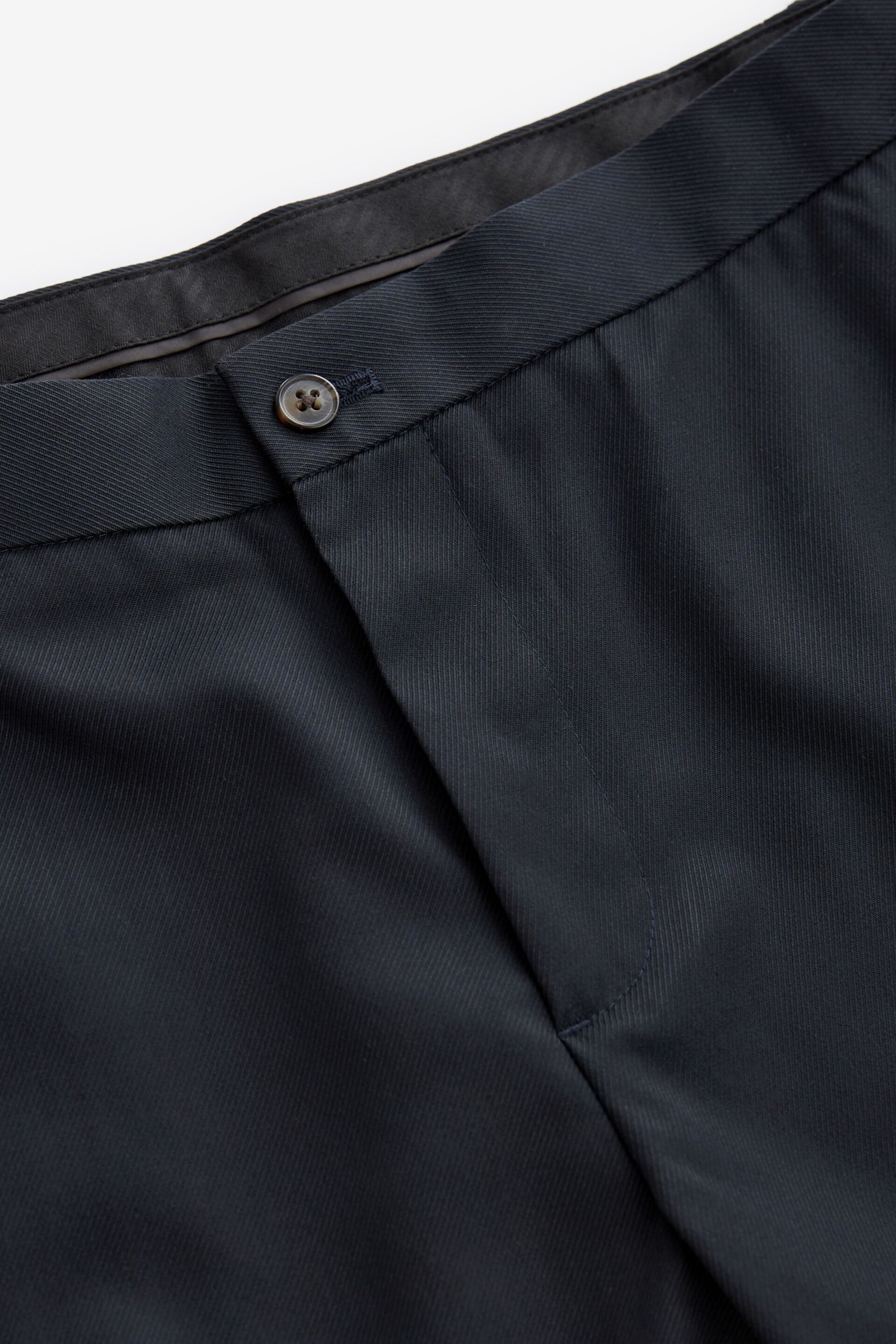 Navy Blue Slim Fit Smart Twill Side Adjuster Trousers - Image 5 of 9