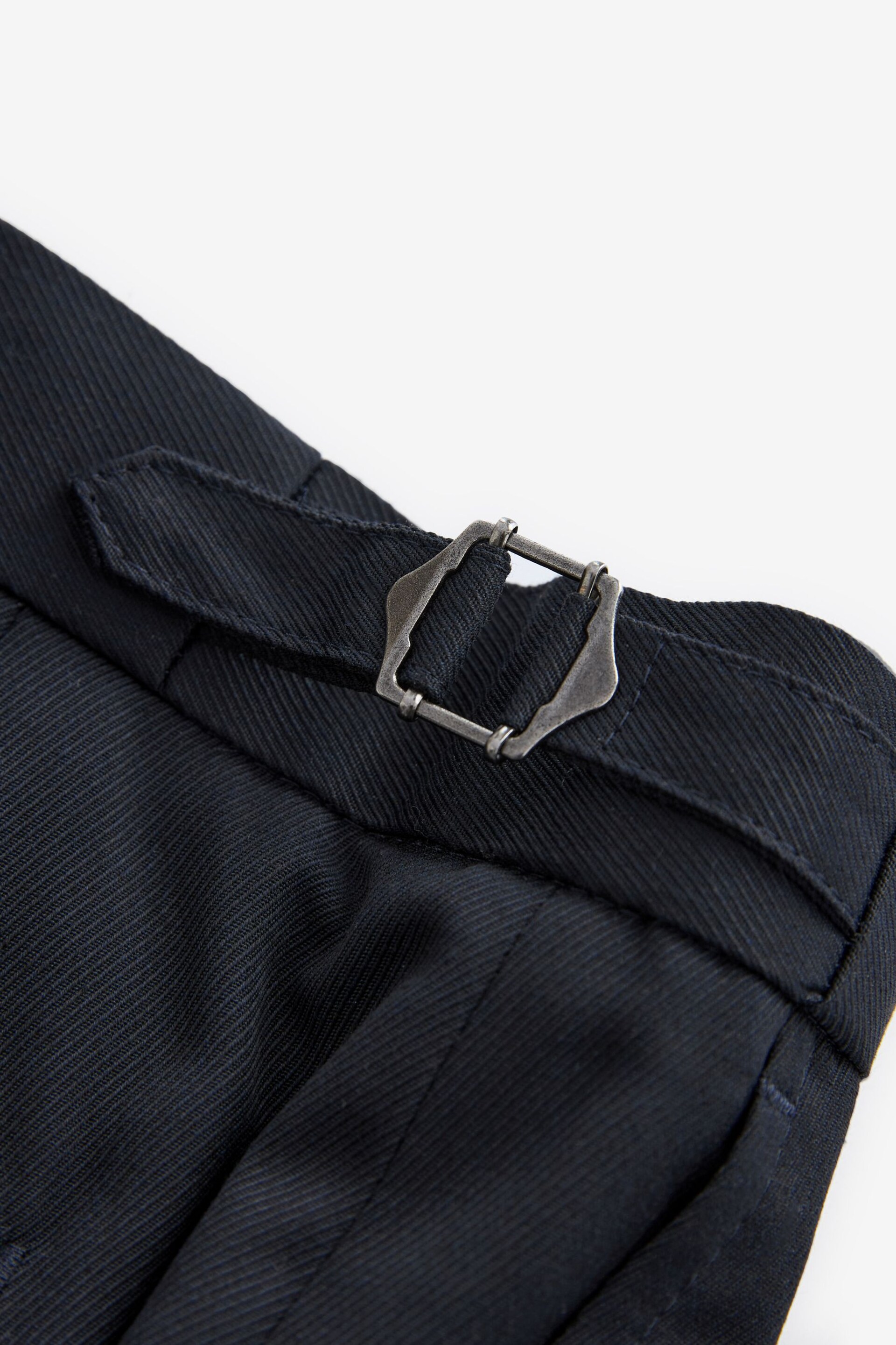 Navy Blue Slim Fit Smart Twill Side Adjuster Trousers - Image 7 of 9