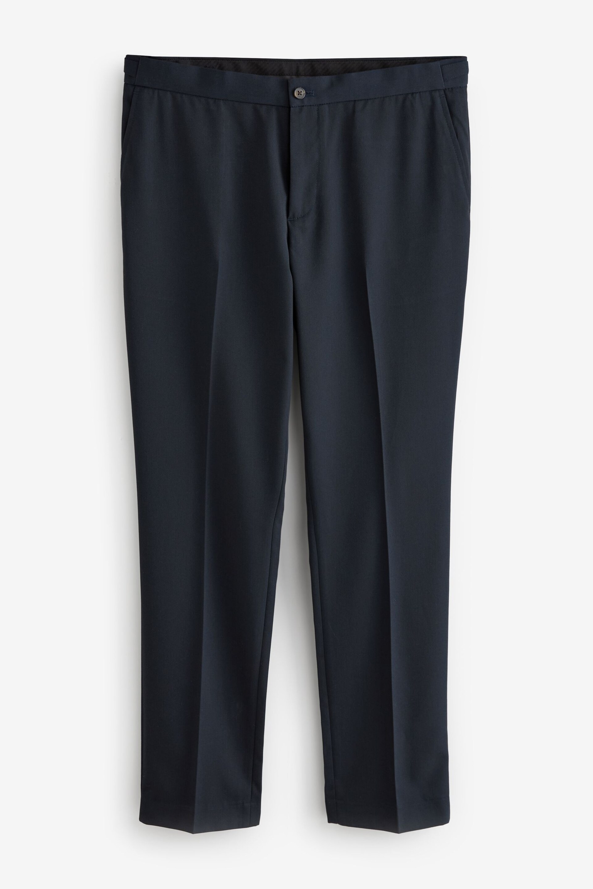 Navy Blue Slim Fit Smart Twill Side Adjuster Trousers - Image 8 of 9