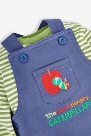 JoJo Maman Bébé Indigo The Very Hungry Caterpillar Appliqué Dungarees & Stripe Top - Image 2 of 5