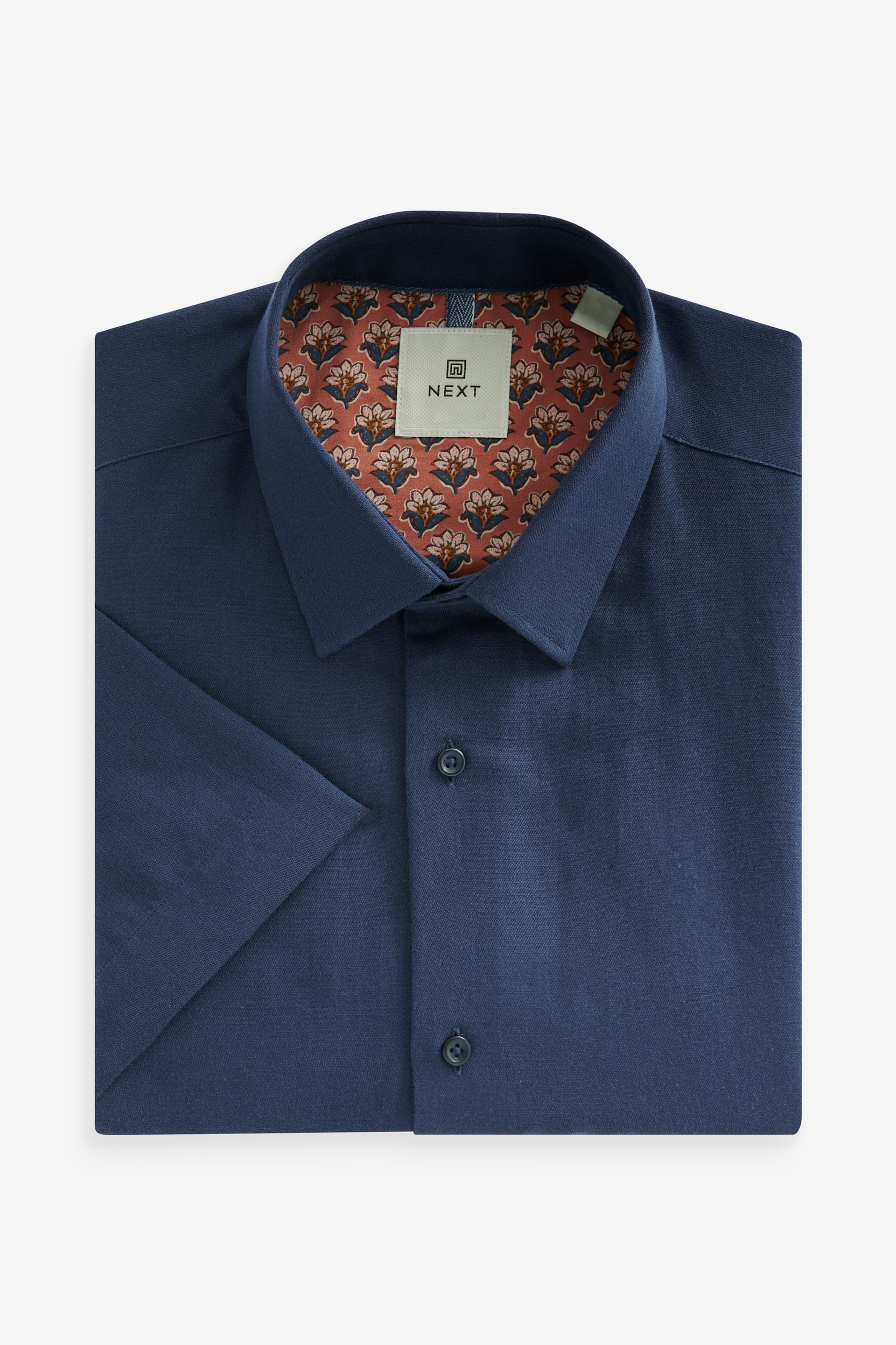 Navy Blue Linen Blend Shirt - Image 5 of 7