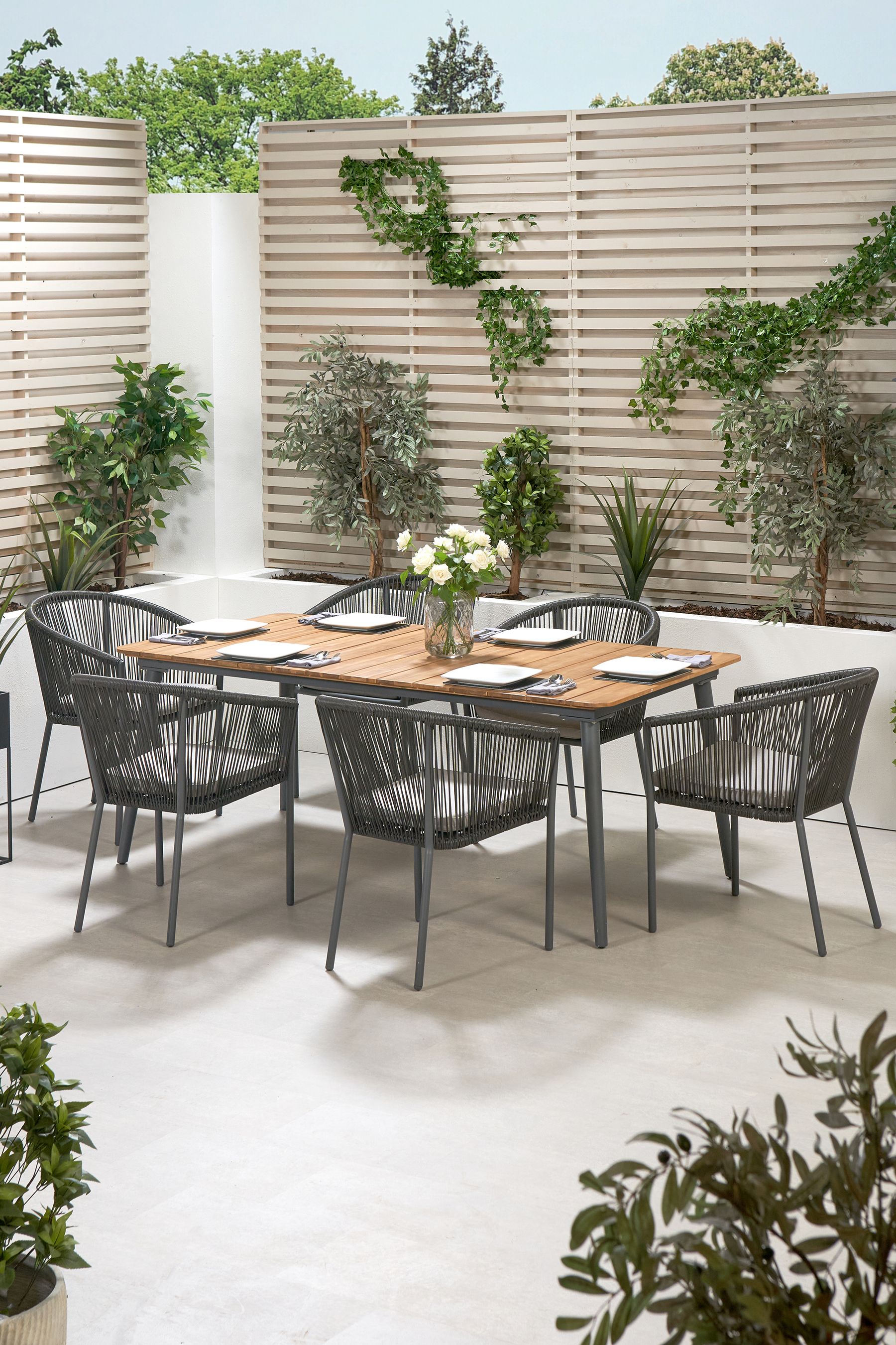 Pacific Grey Garden Reims 6 Seater Dining Set