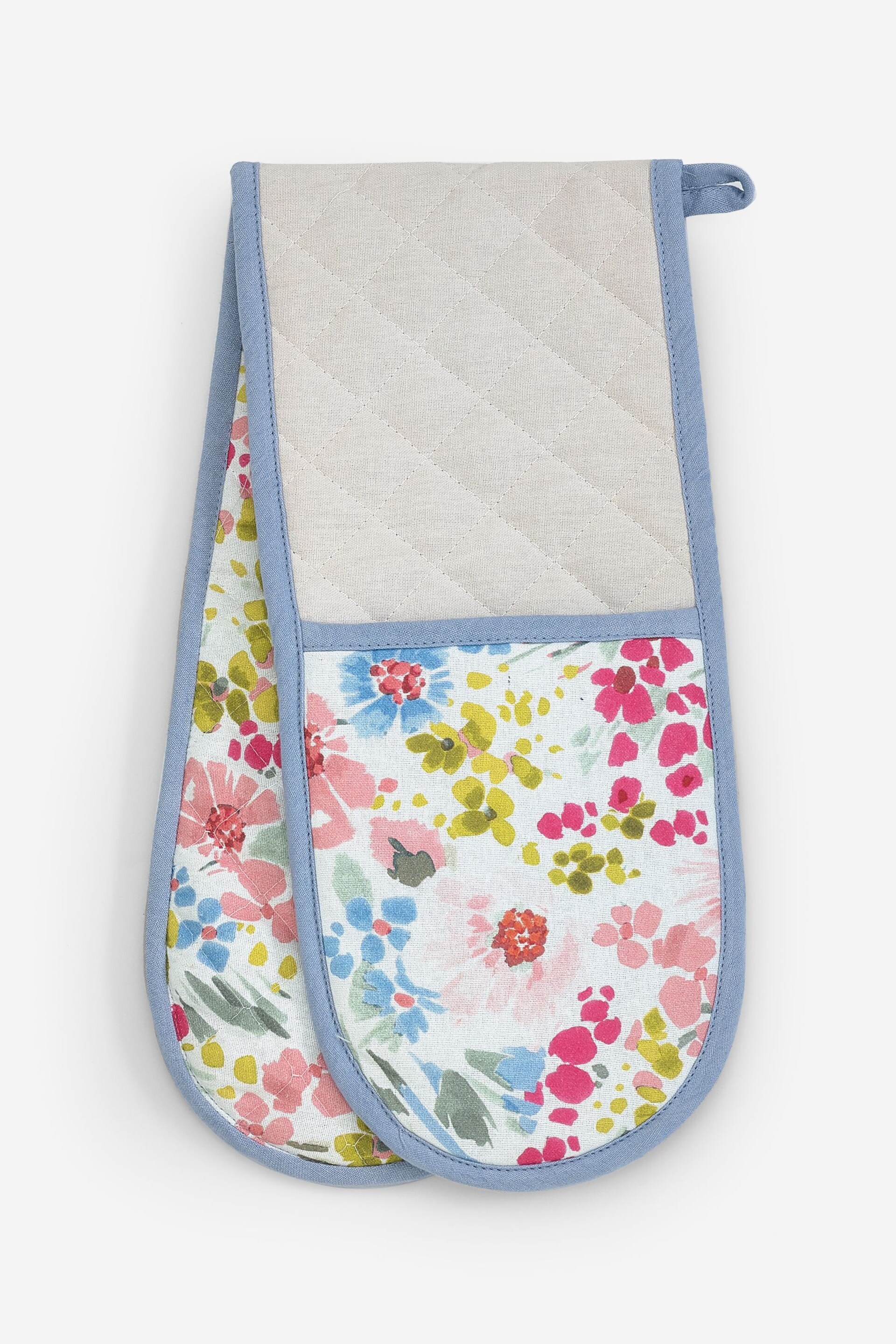 Blue Lisse Floral Oven Gloves - Image 2 of 2