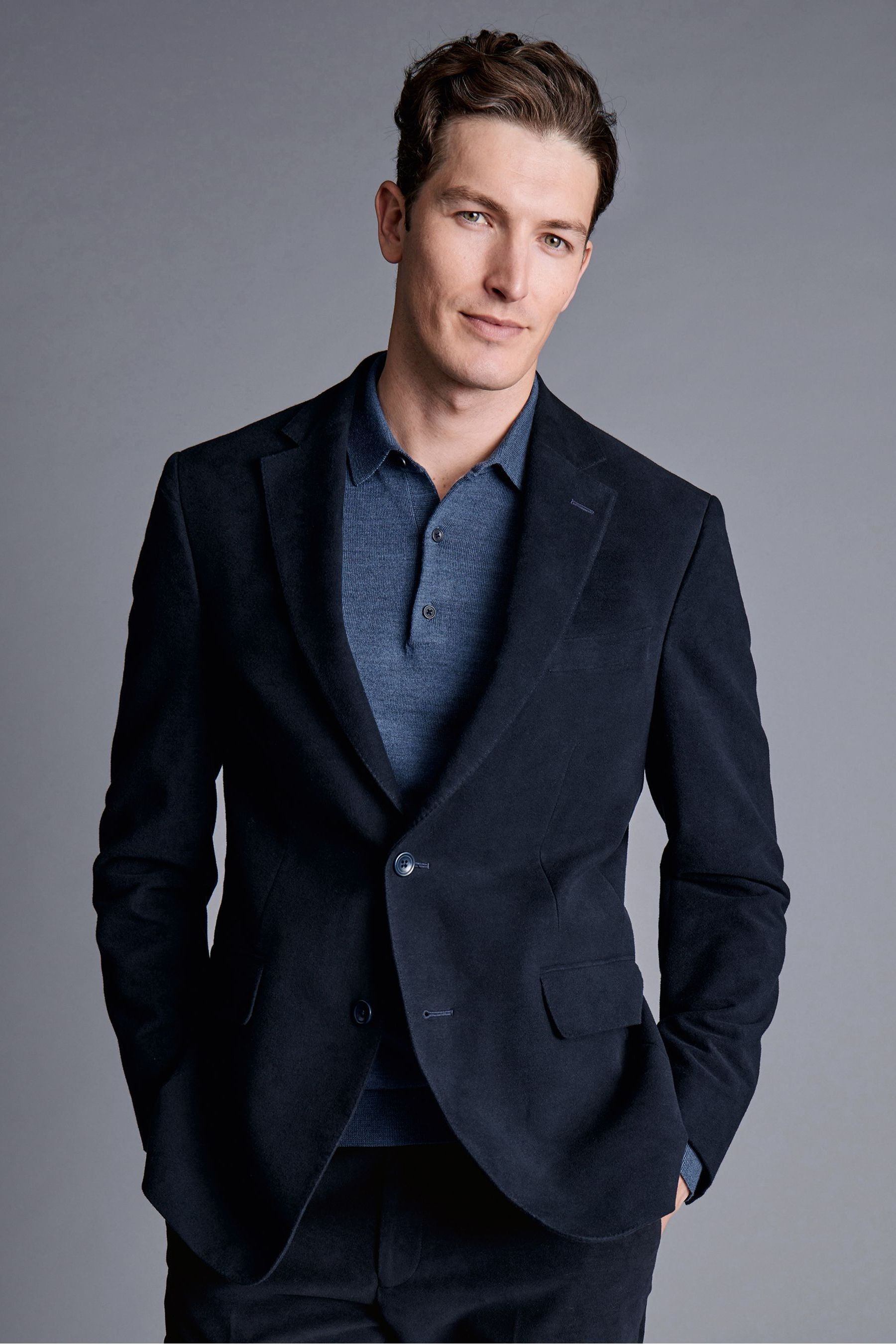 Buy Charles Tyrwhitt Blue Italian Moleskin Classic Fit Jacket from Next Luxembourg