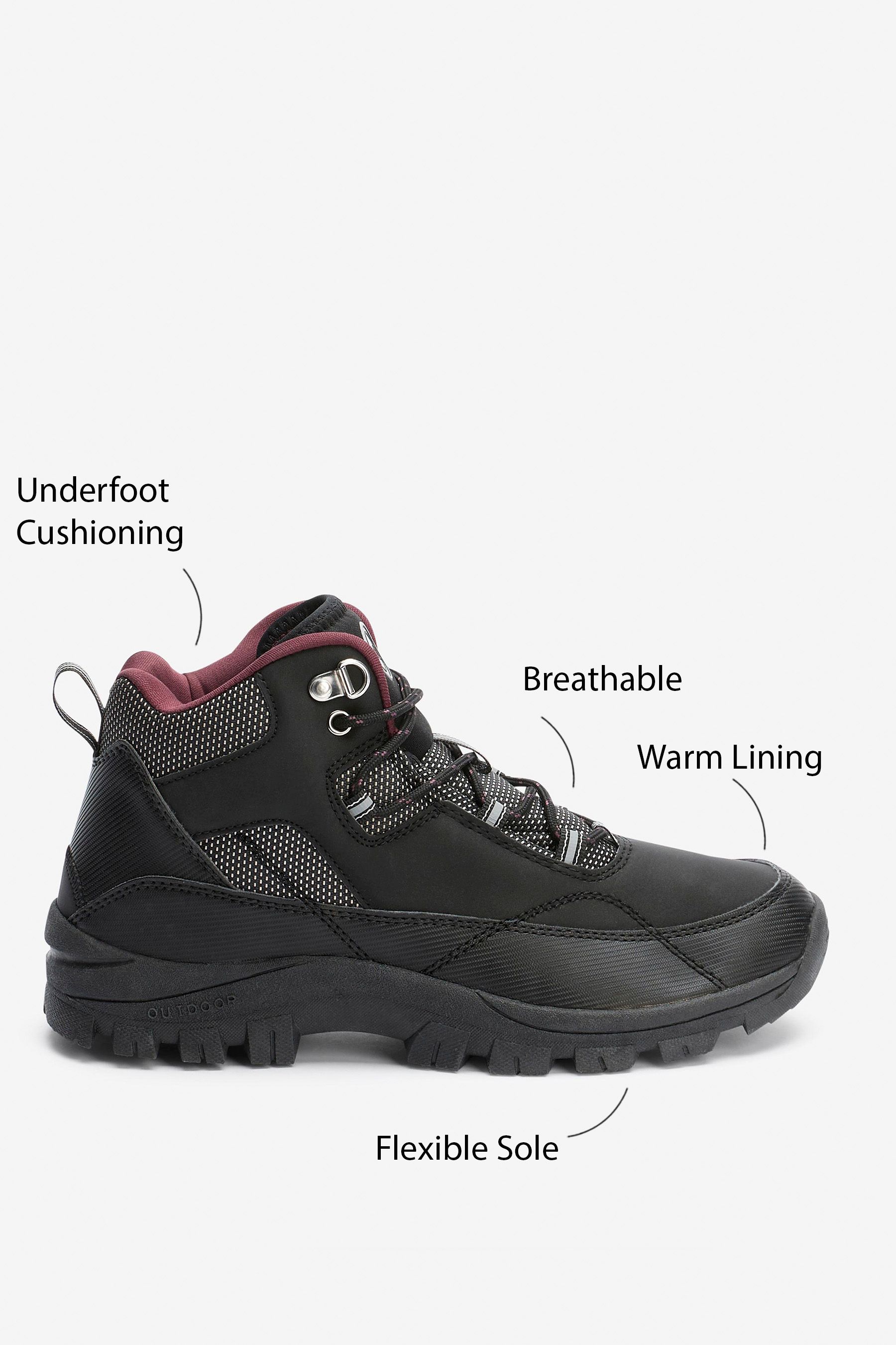 Buy Black Regular Wide Fit Next Active Sports Forever Comfort Shower Resistant Walking Boots from Next Luxembourg