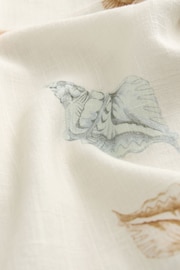 Ecru White Seahorse Print Sleeveless Ruched Side Linen Blend Shirt - Image 6 of 6