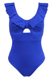 Pour Moi Blue Space Frill Non Wired Swimsuit - Image 4 of 5