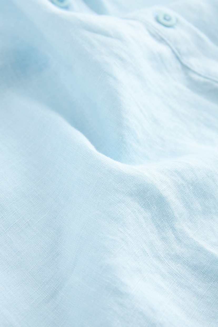 Light Blue 100% Linen Long Sleeve Shirt - Image 7 of 7