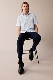 Blue Stripe Printed Linen Blend Shirt - Image 2 of 6