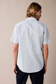 Blue Stripe Printed Linen Blend Shirt - Image 3 of 6