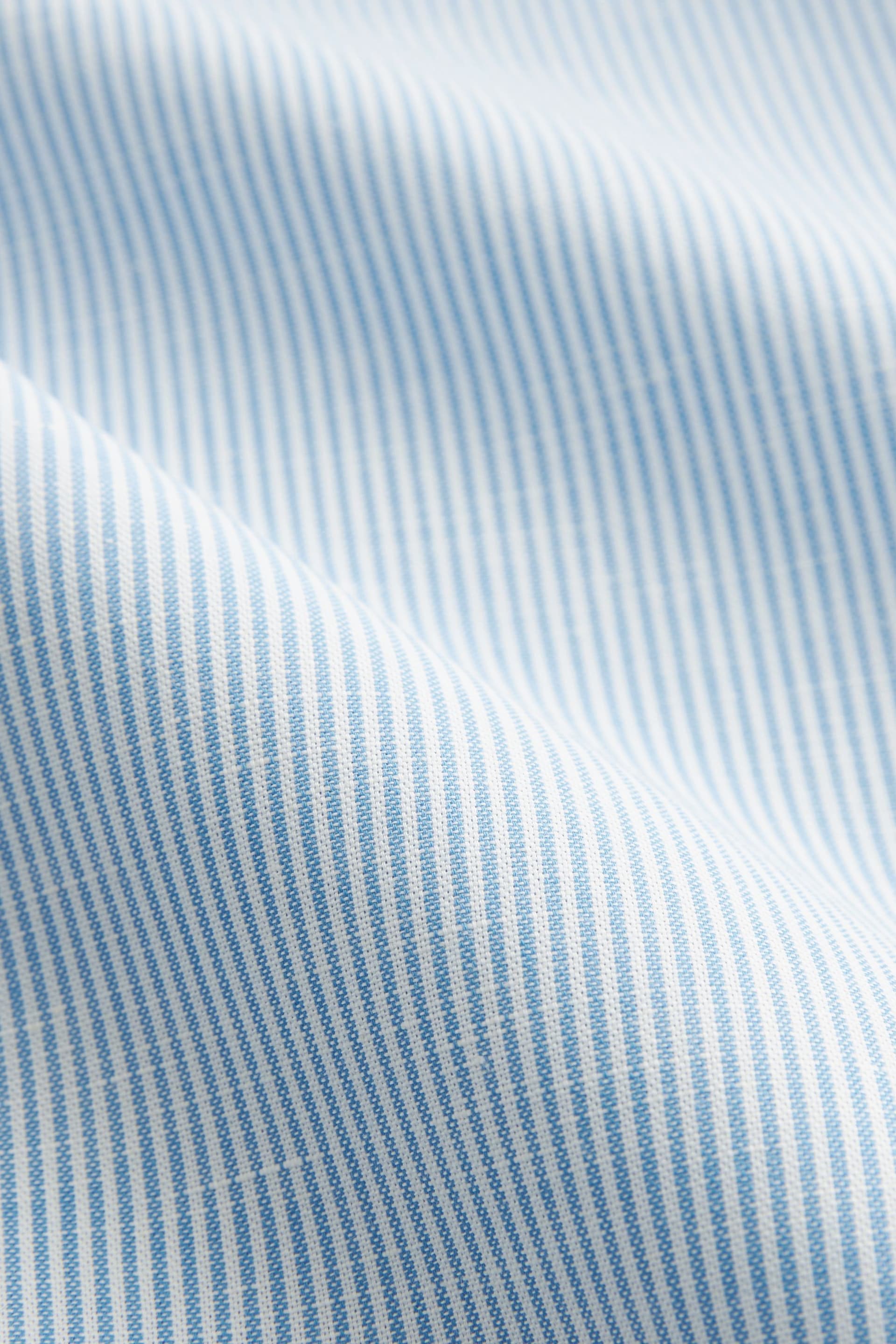 Blue Stripe Printed Linen Blend Shirt - Image 6 of 6