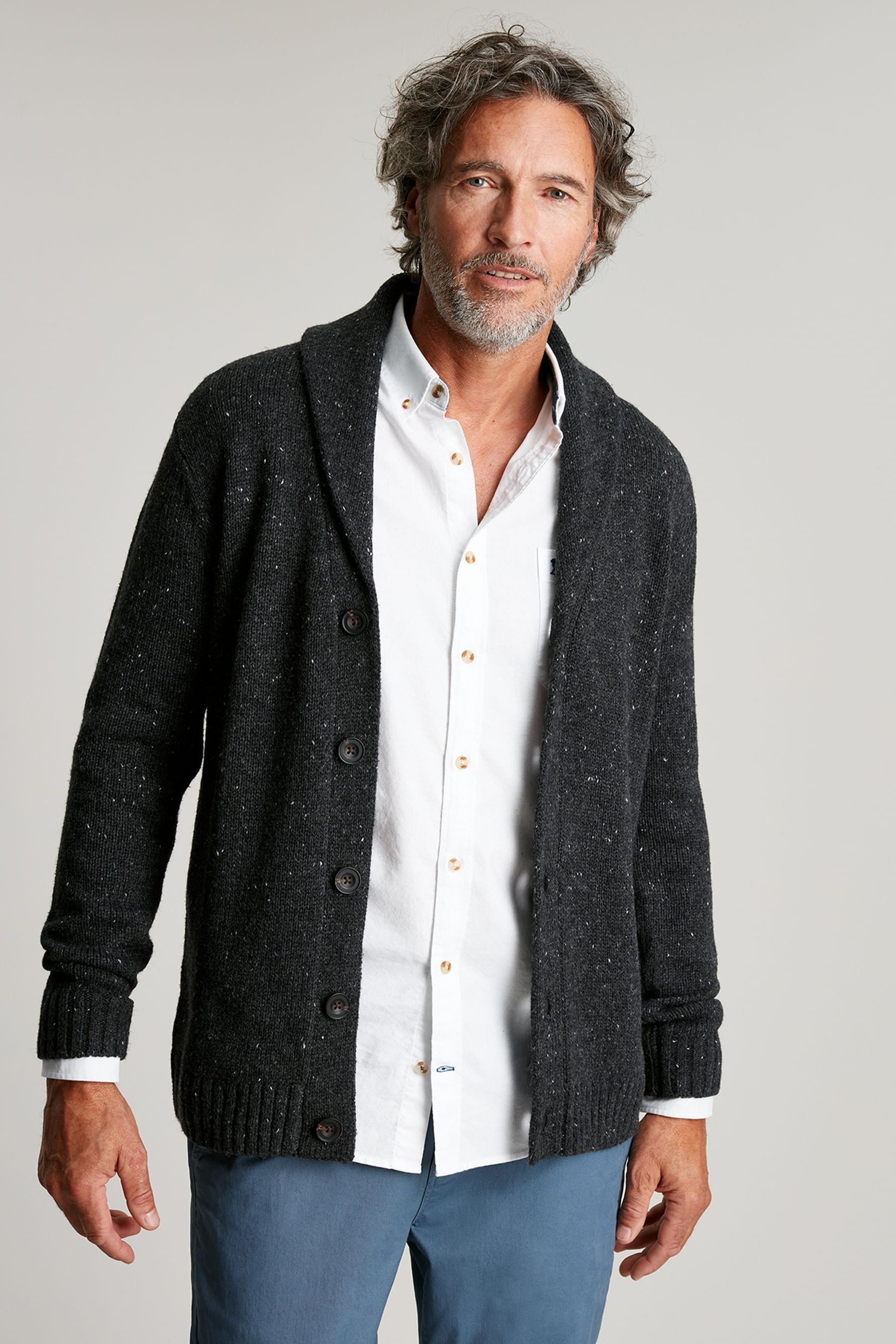 Gray button up cardigan top