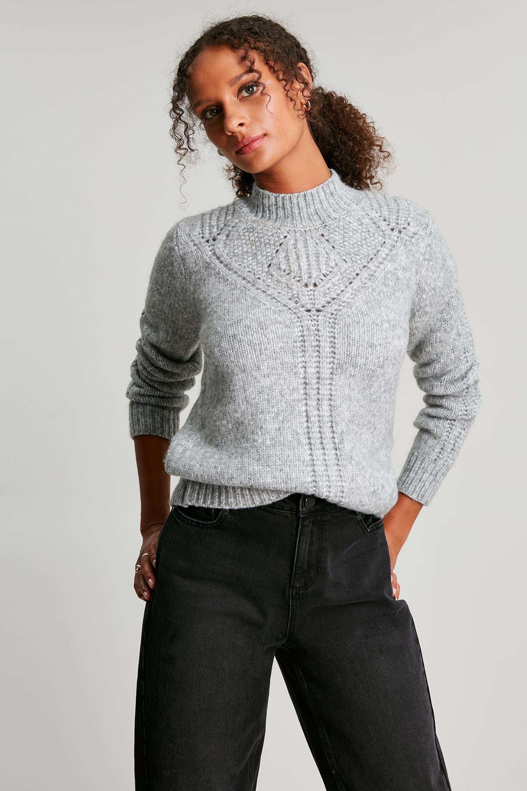 Buy Joules Grey Isabella Chunky Pointelle Jumper from Next Luxembourg