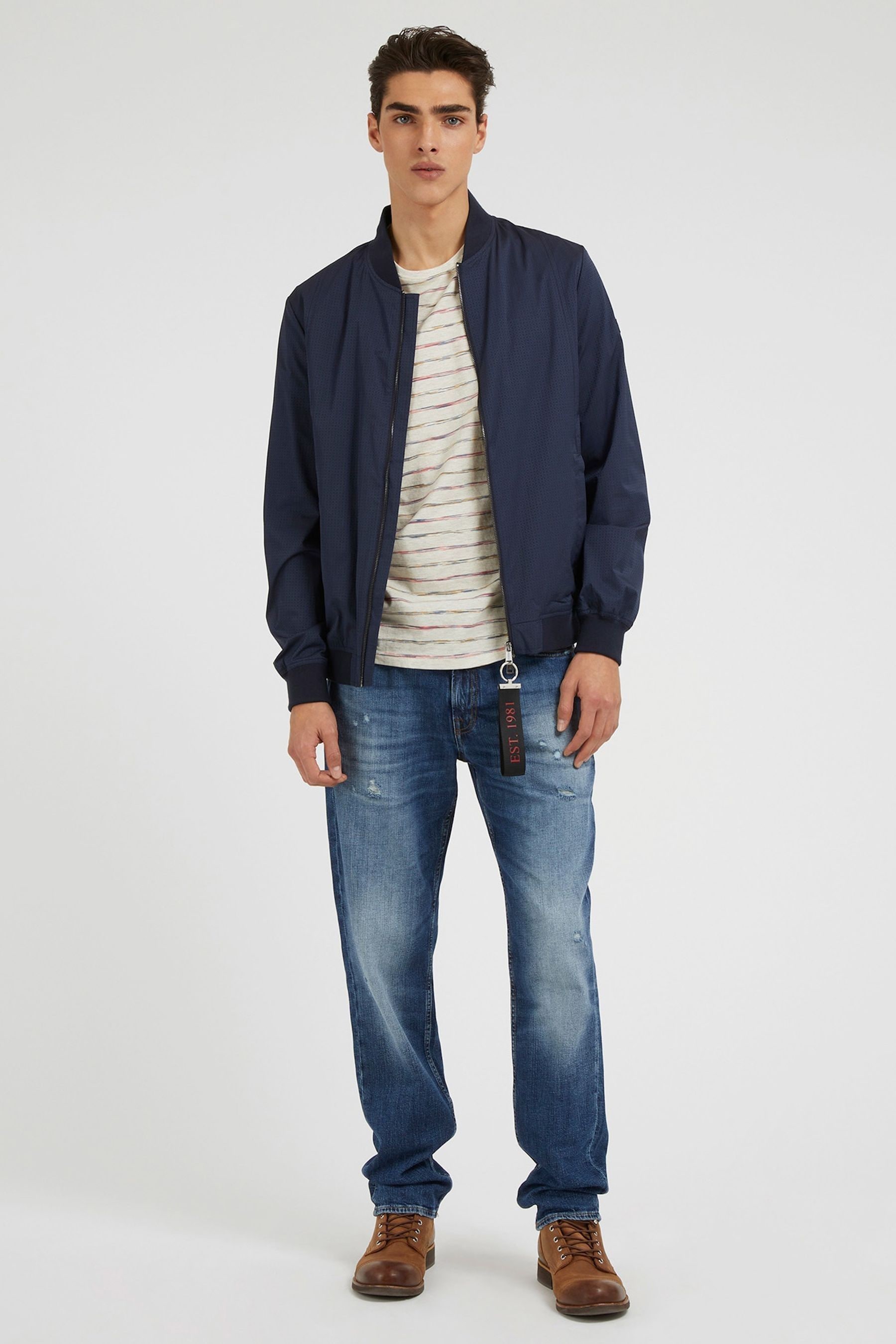 Buy Guess Blue Tech Stretch Bomber Jacket from Next Ireland