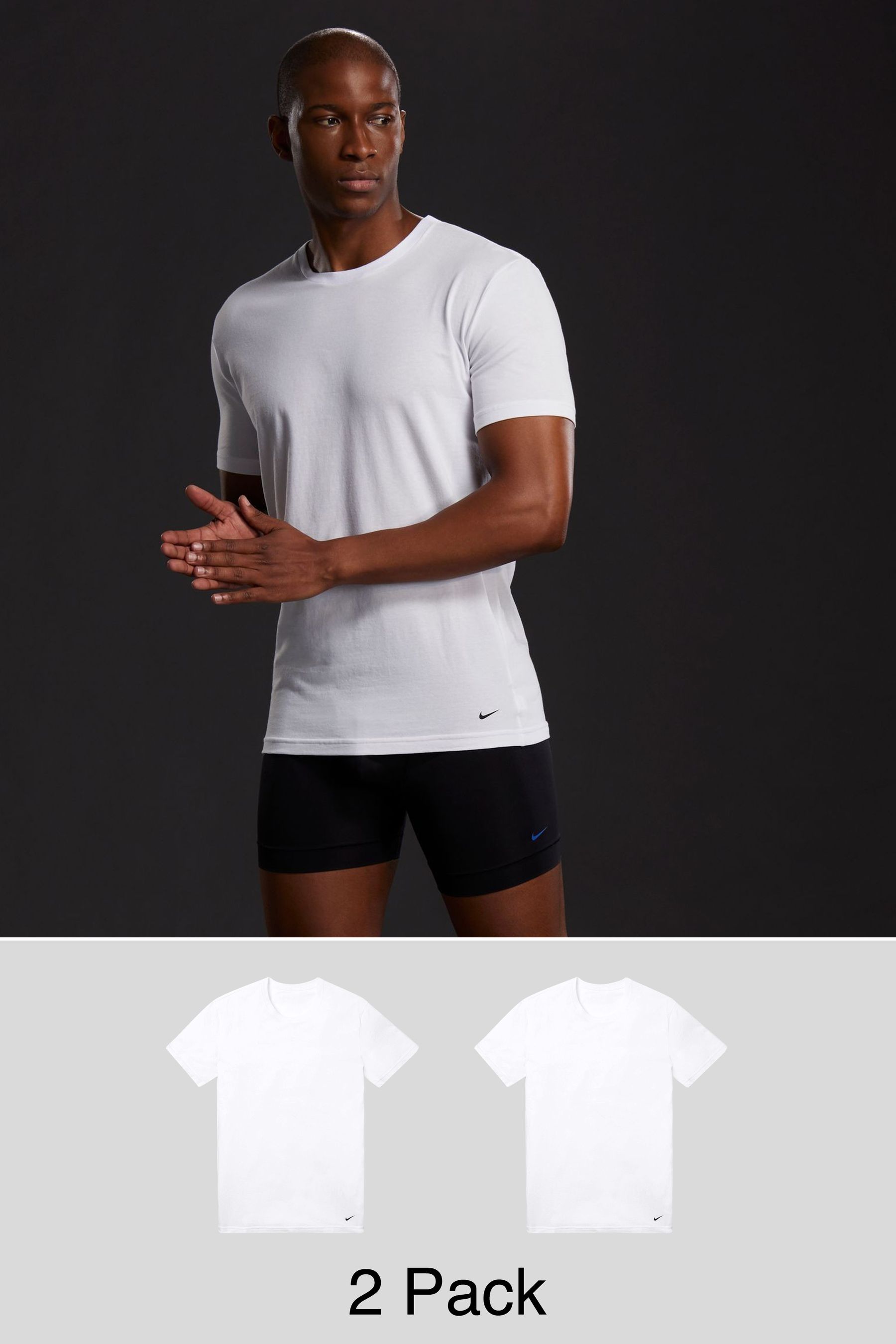 Buy Nike White Everyday Cotton Stretch T Shirts 2 Pack from Next Luxembourg