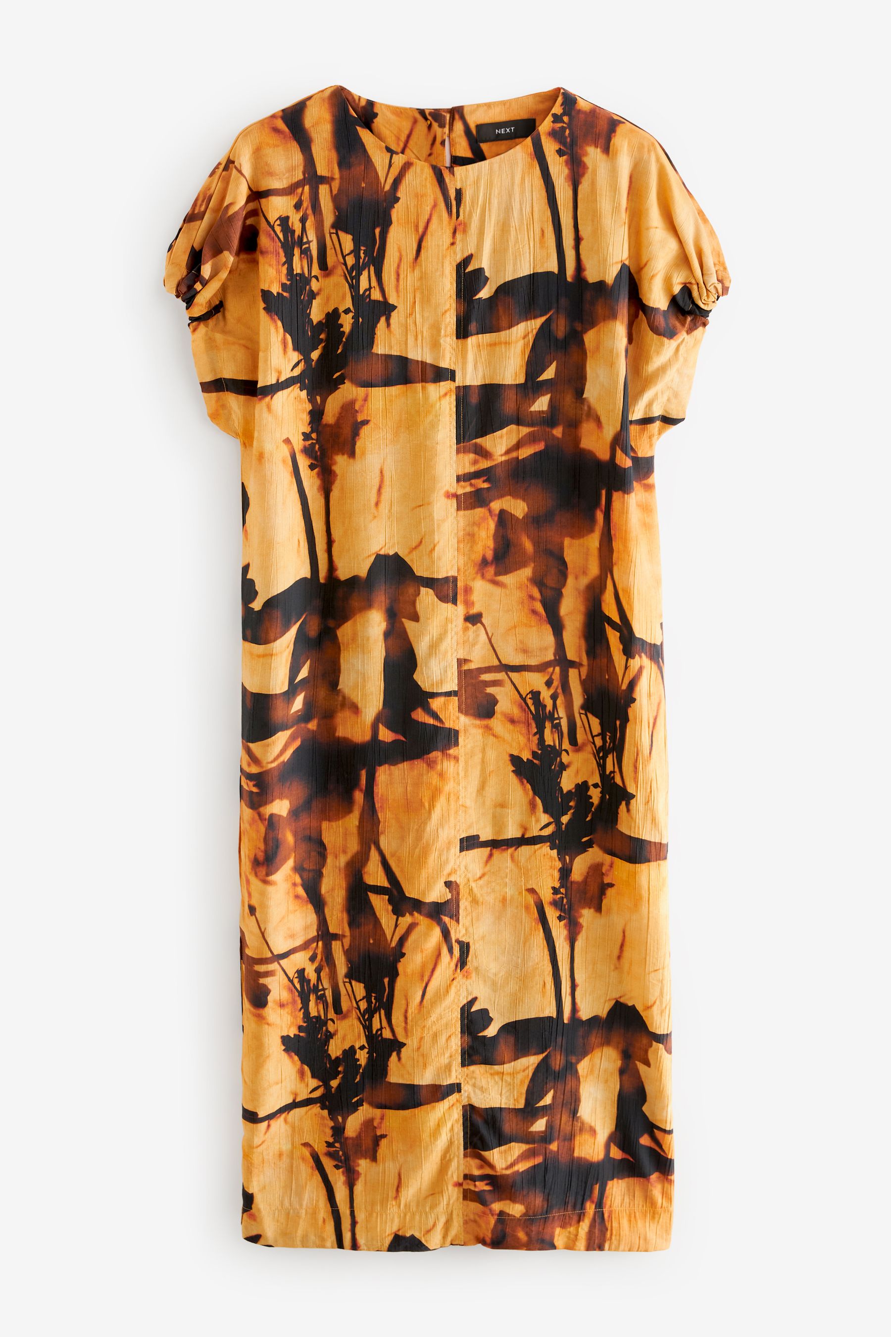 Buy Ochre Yellow and Black Print Short Sleeve Column T shirt Midi Dress from Next Luxembourg