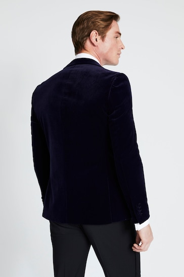MOSS Skinny Fit Blue Velvet Dress Suit: Jacket