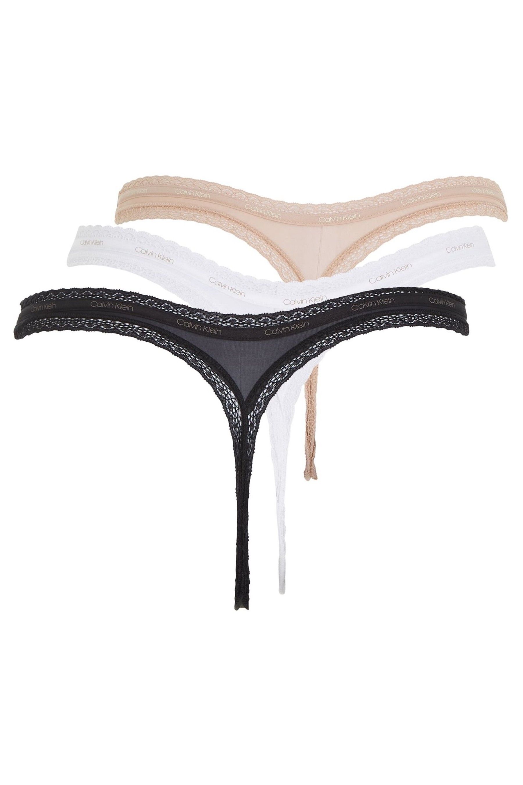 Buy Calvin Klein Black Bottoms Up Refresh Thongs 3 Pack from Next Luxembourg