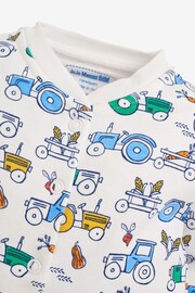 JoJo Maman Bébé White White Tractor Print Baby Sleepsuit - Image 2 of 4