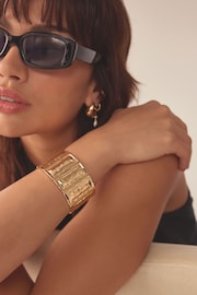 Gold Tone Panel Stretch Bracelet - Image 1 of 5