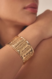 Gold Tone Panel Stretch Bracelet - Image 4 of 5